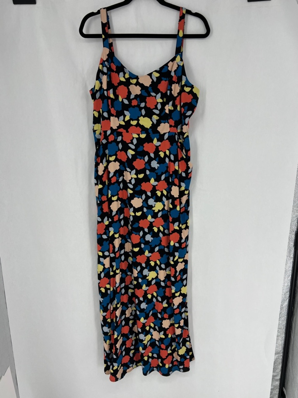 41 Hawthorn Black Maxi Dress with Red, Blue, Yellow & Cream Floral Print